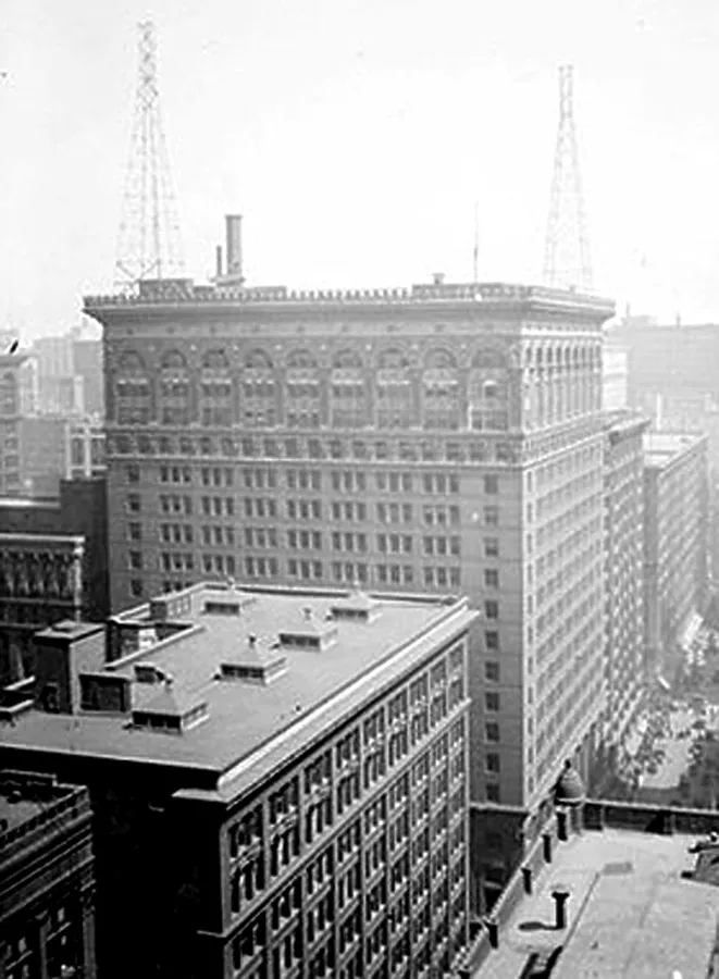 Vintage view from the southwest along Adams Street