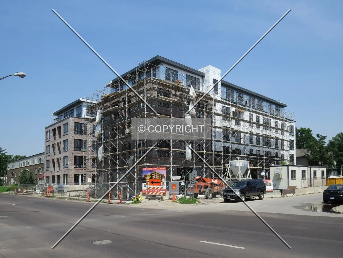 View to the northwest across 4th Street and 8th Avenue SE