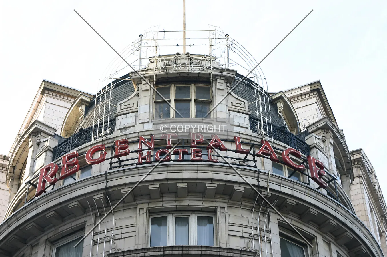 Looking up at the signage atop the south side from Sherwood Street