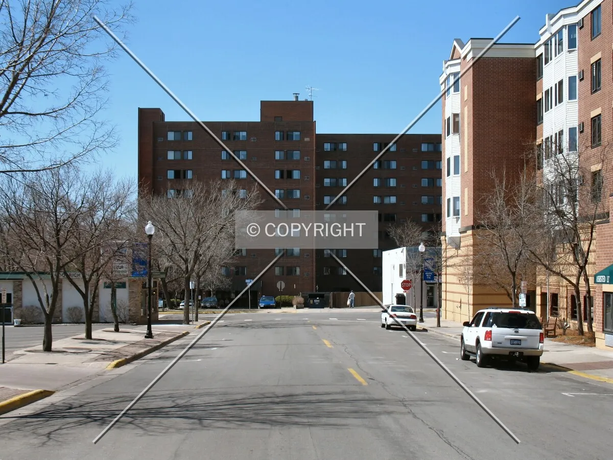 View to the west along Monroe Street, past Walker Plaza