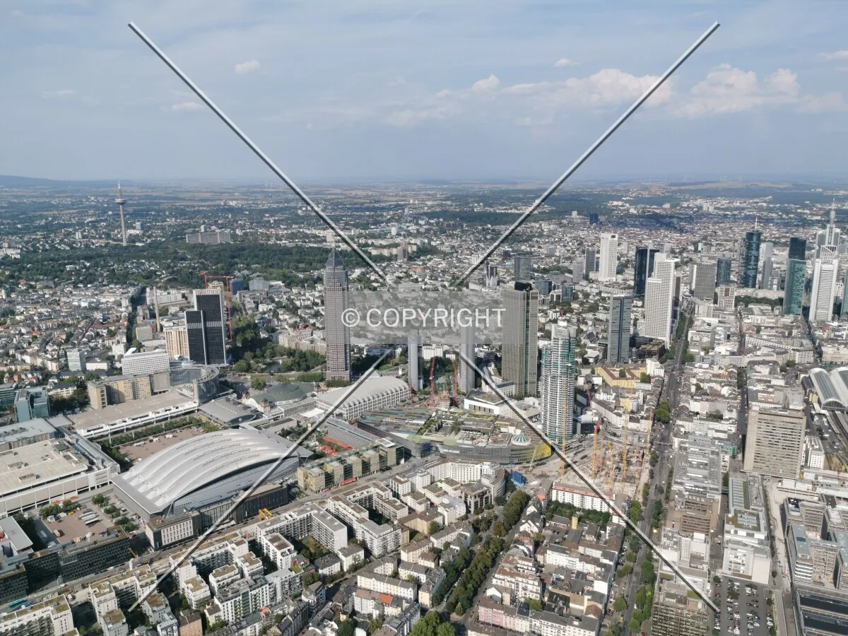 Flight with a helicopter over Frankfurt
