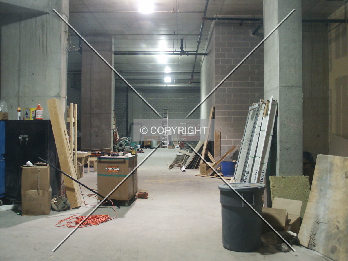 Unfinished space north of the lobby