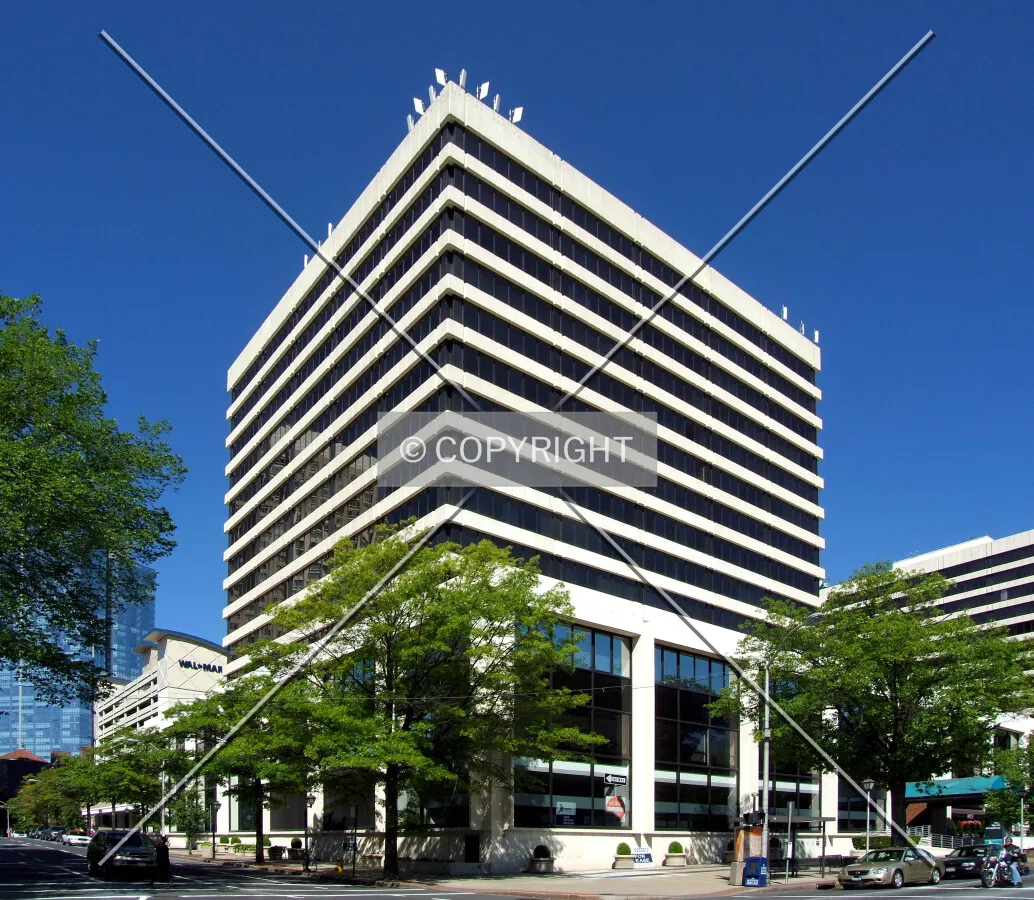 View from the southeast at Main Street and North Broadway