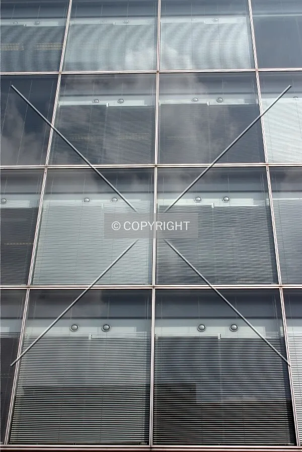 Close-up of the glass façade