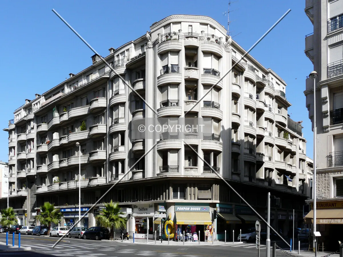 West view from across Rue de France
