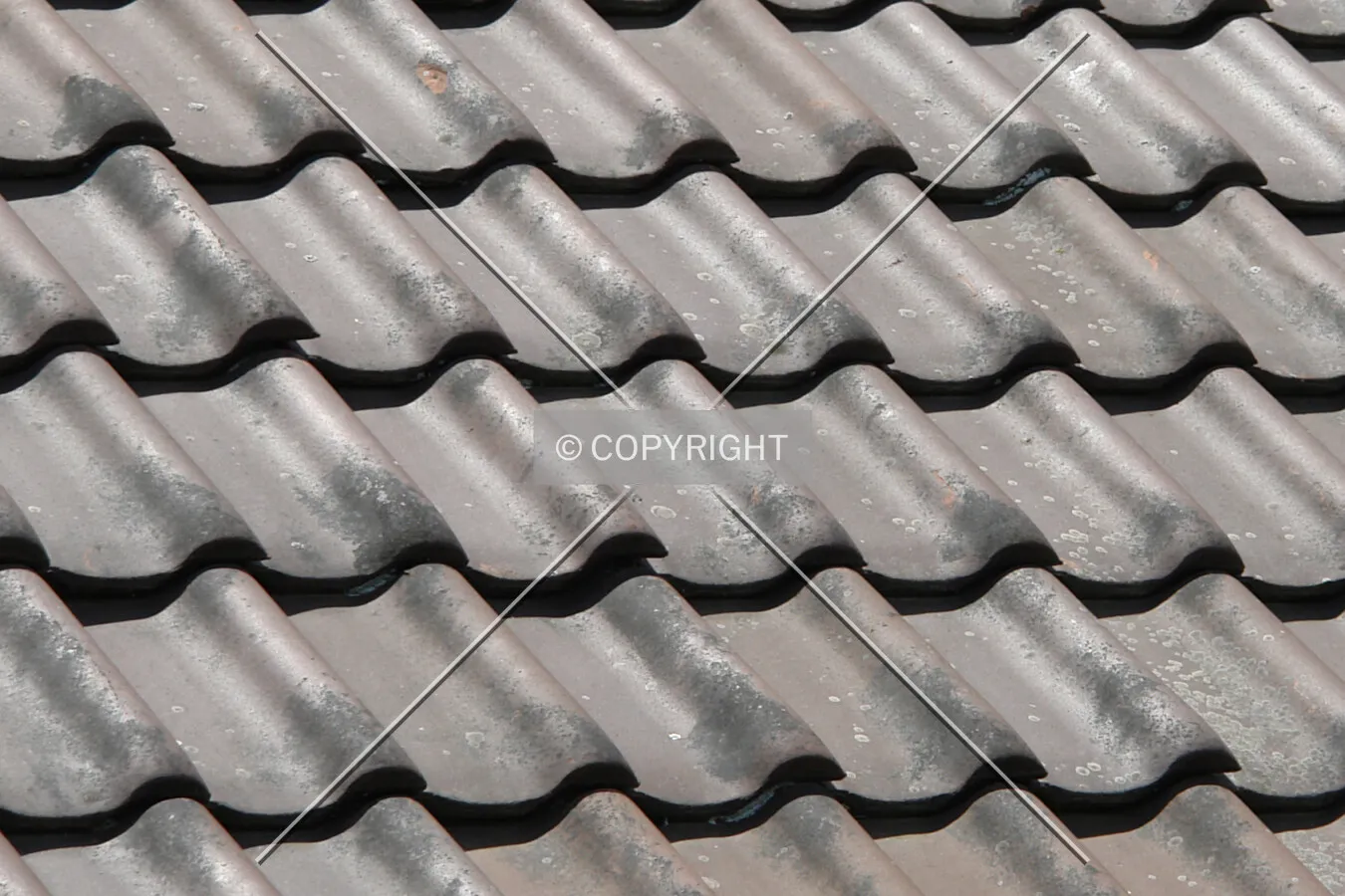 Typical roof with overlapping ceramic tiles