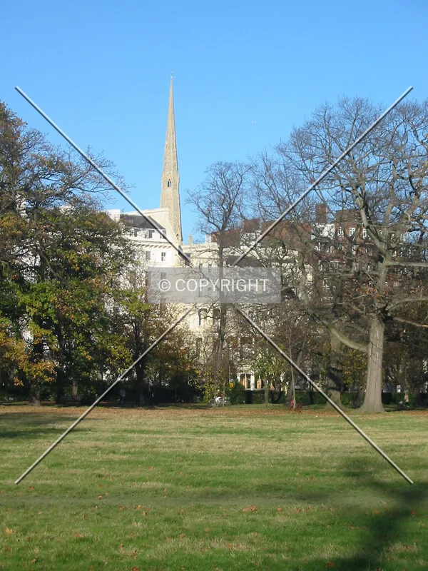View of the slender spire from Hyde Park