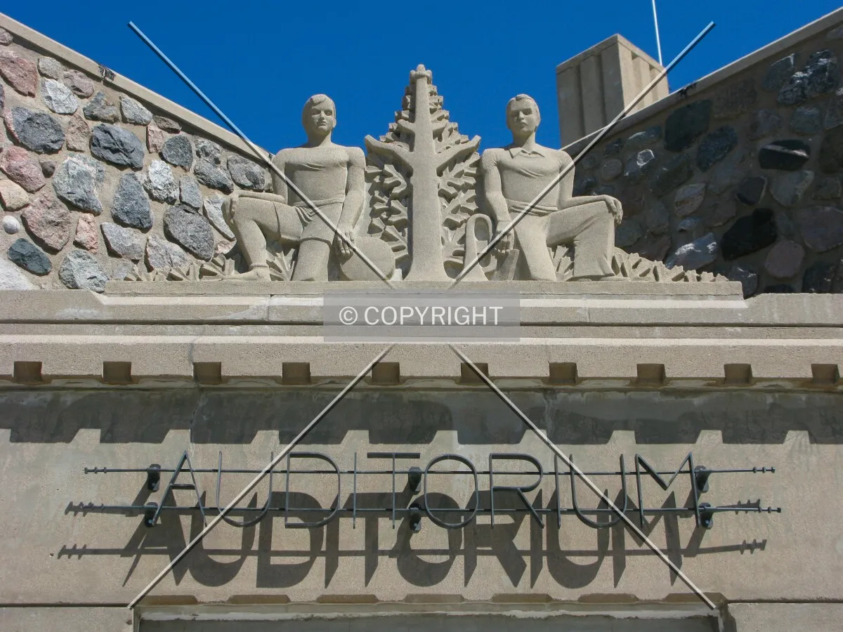 Sculpture above Auditorium entrance