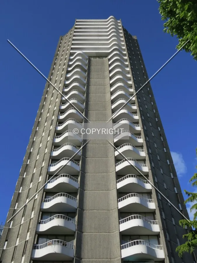 Looking up from Beach Avenue