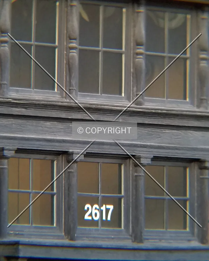 Windows above the front entrance; November 22, 2017