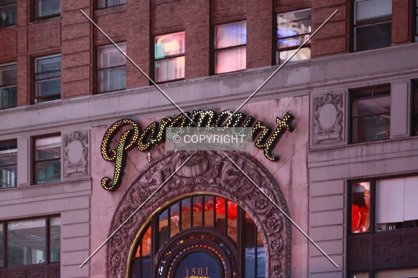 Building sign at night; April 26, 2014