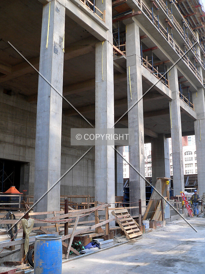 View of columns along the east side of the tower