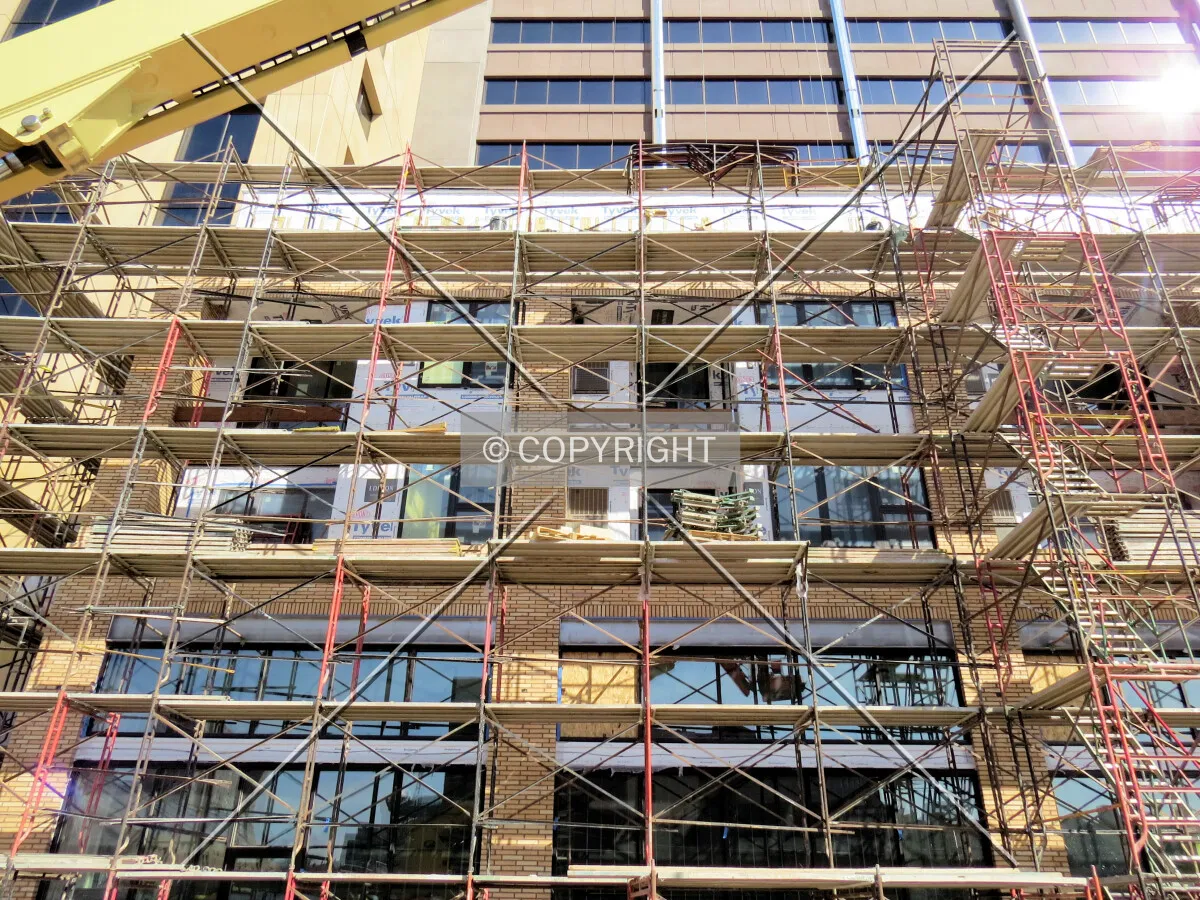 Scaffolding along 4th Street South