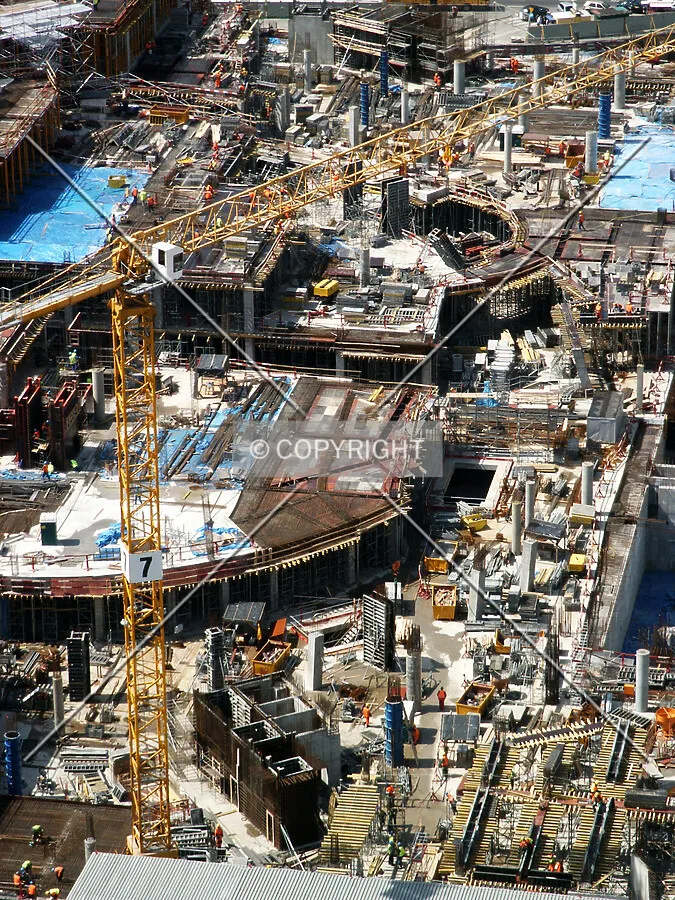 Crane and lower levels seen from above