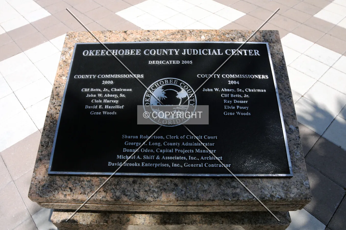 View of memorial plaque to those that contributed to the building