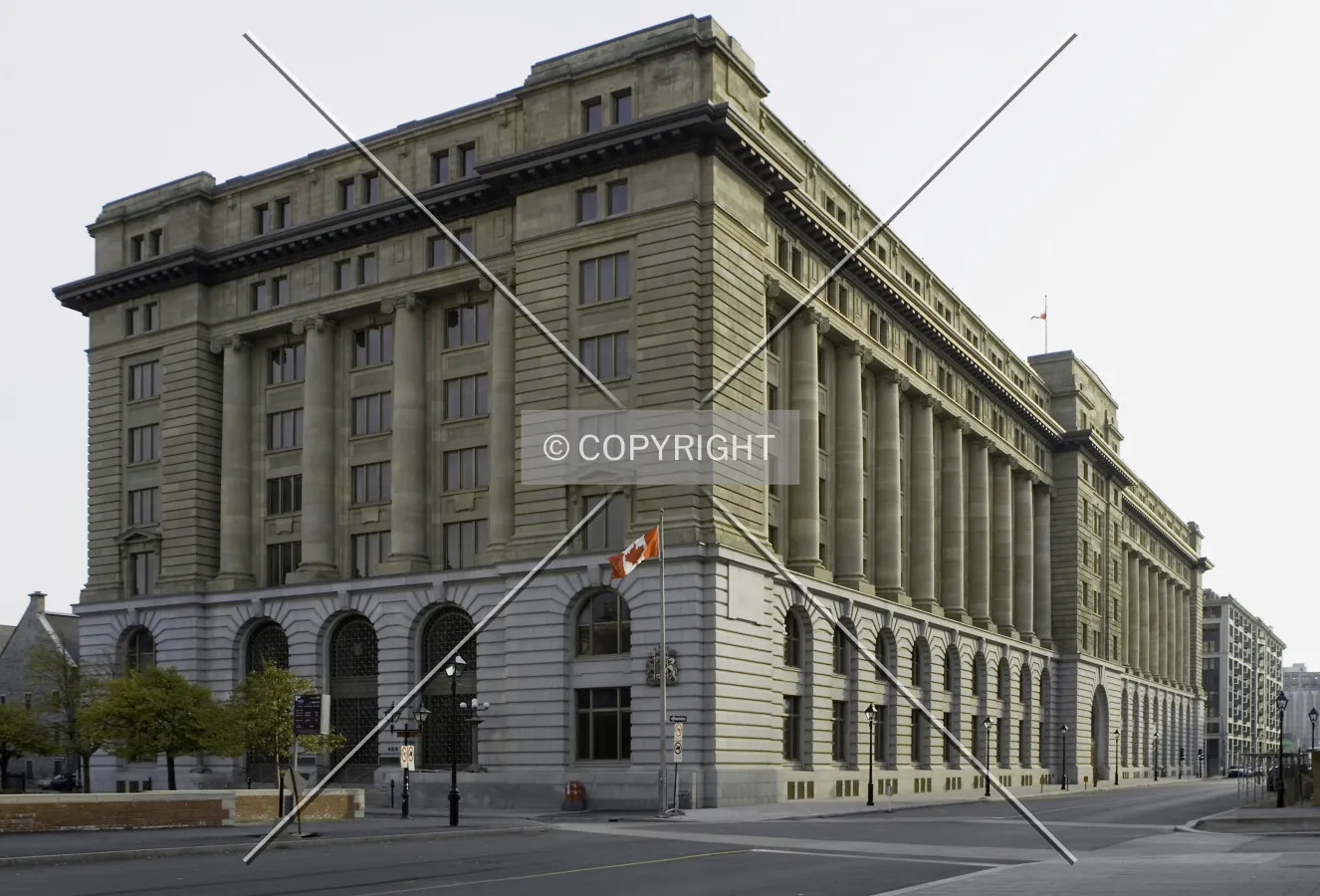 West and northern facades viewed from up Rue McGill
