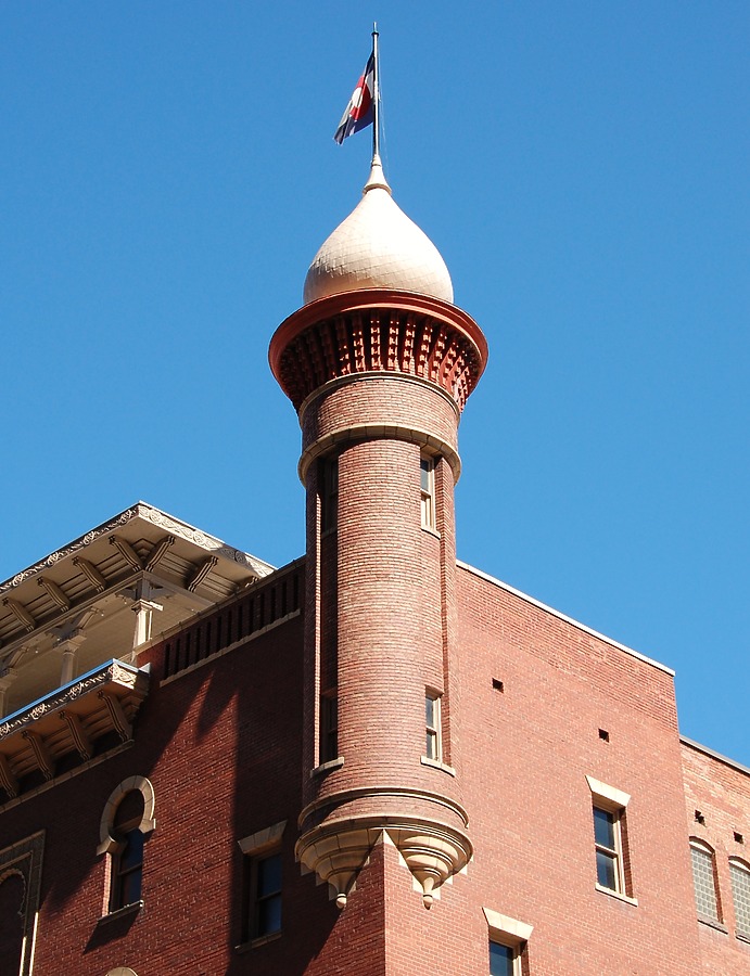 Turret on the southwest corner