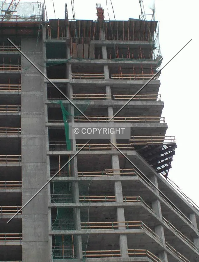 Closer view of the top of the building