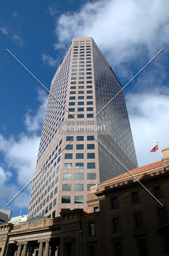 Looking up the northwest facade