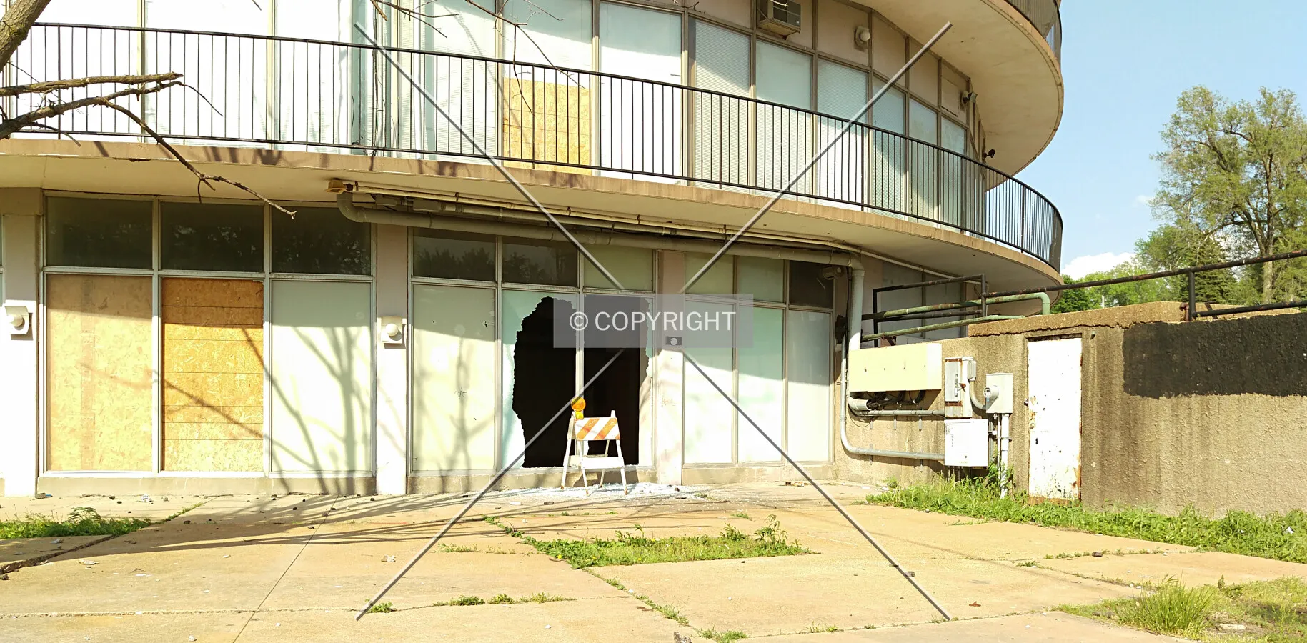 Vandalism on the south facade; May 6, 2015
