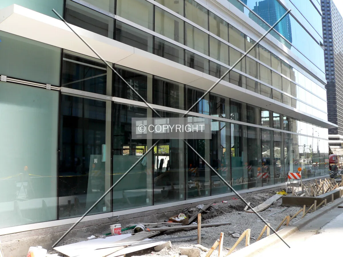 View along the southern base of the parking structure