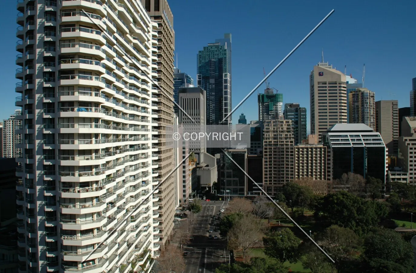 Elevated view over Hyde Park south
