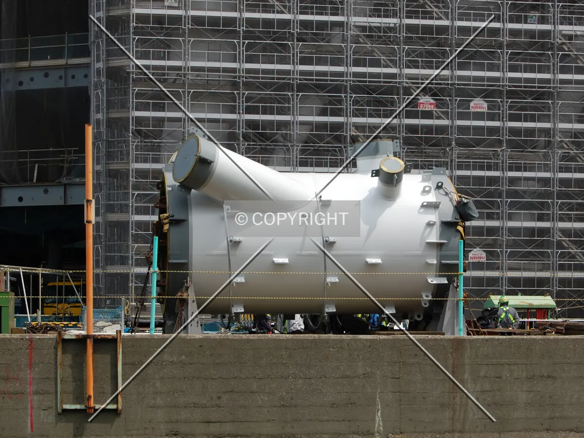 Steel section awaits unloading