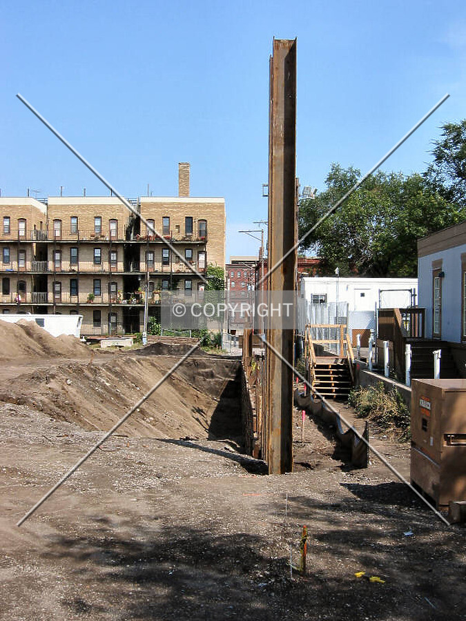 Shoring on the east side of the site