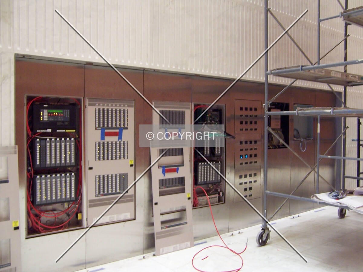 Electrical panels in the lobby finishing construction