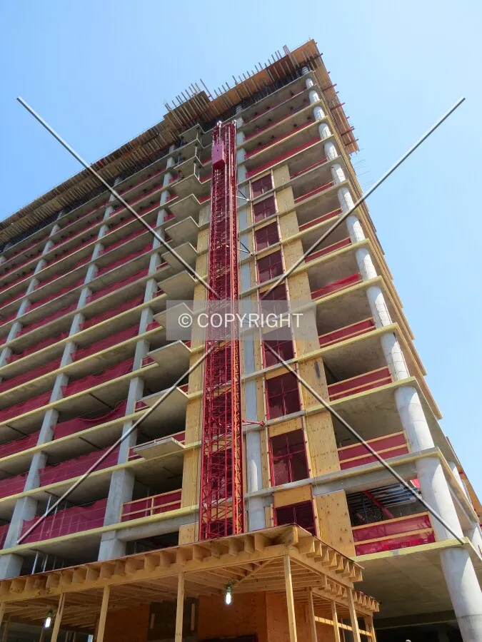 Looking up the southwest corner