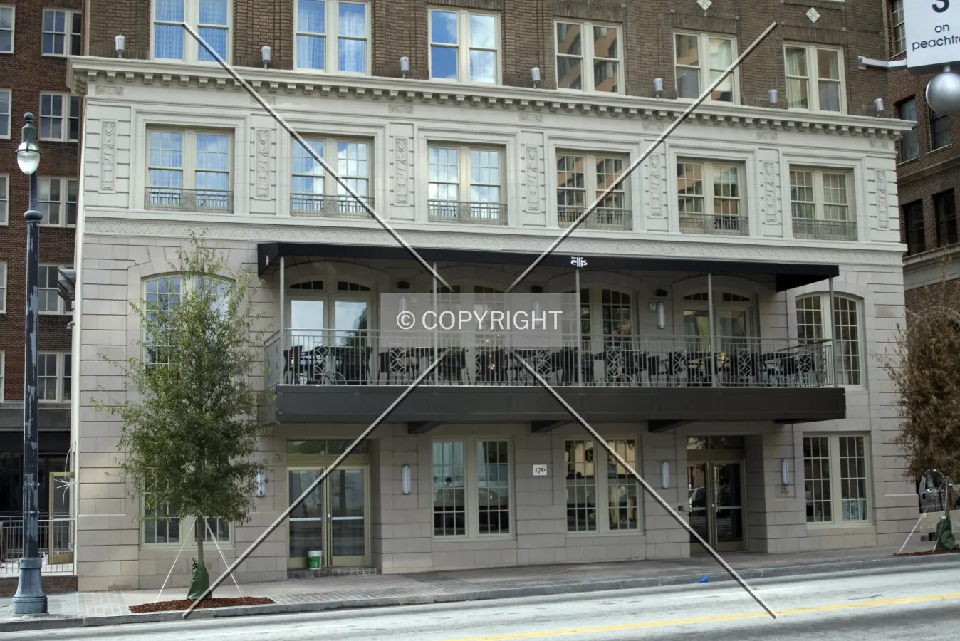 Looking northwest at the main entrance