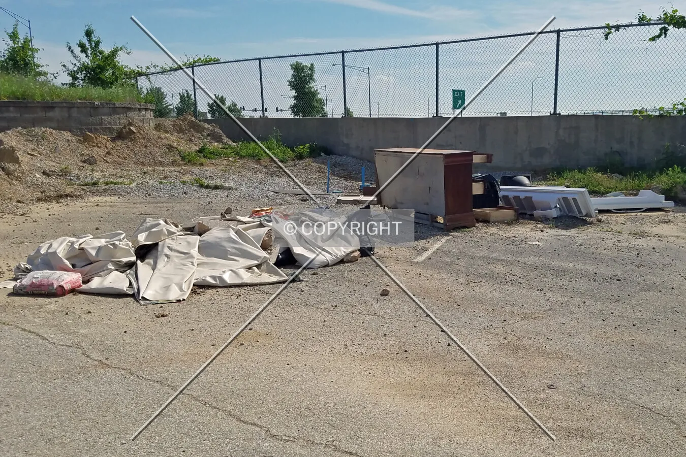 Hotel furniture scattered around the property; May 16, 2017