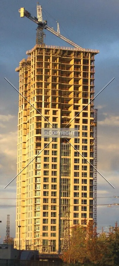 View from Scott Street, facing northeast. 30 stories completed