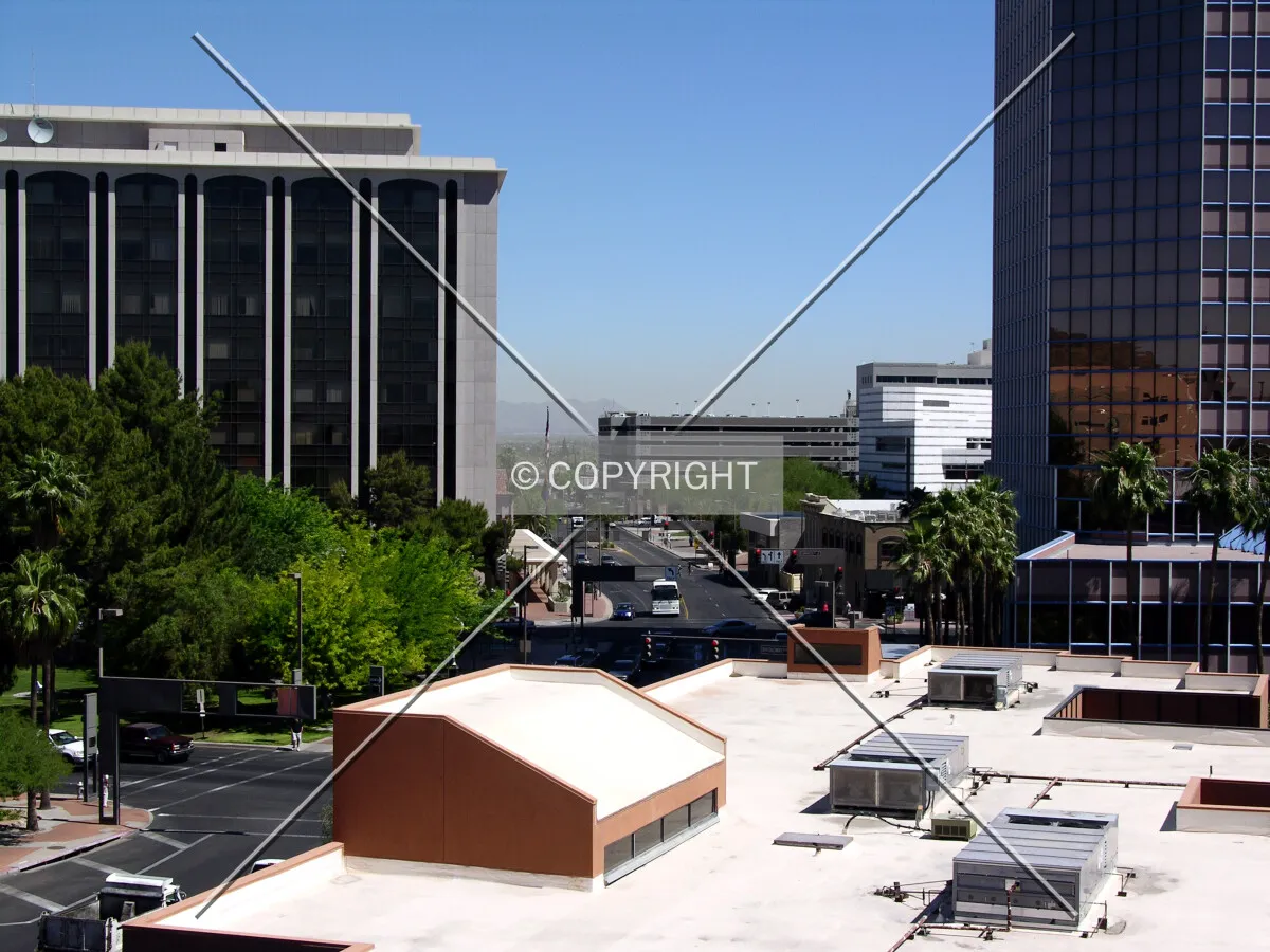 Elevated view from the southeast