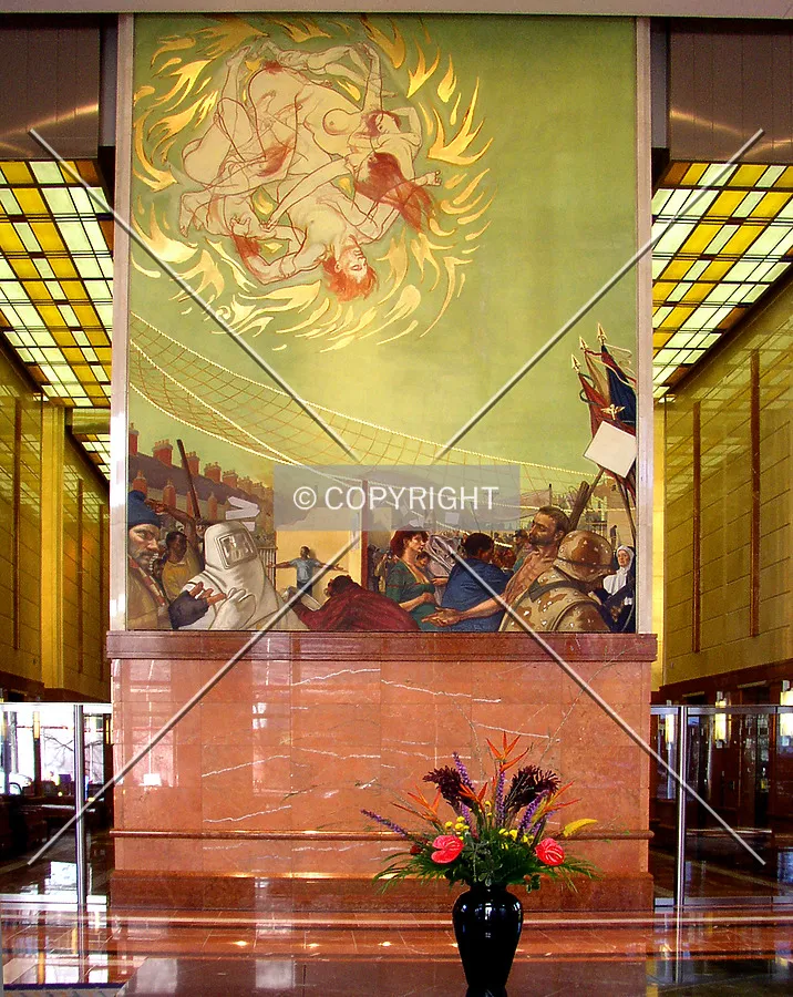 Fresco in the main lobby with the theme of “chaos/creativity”