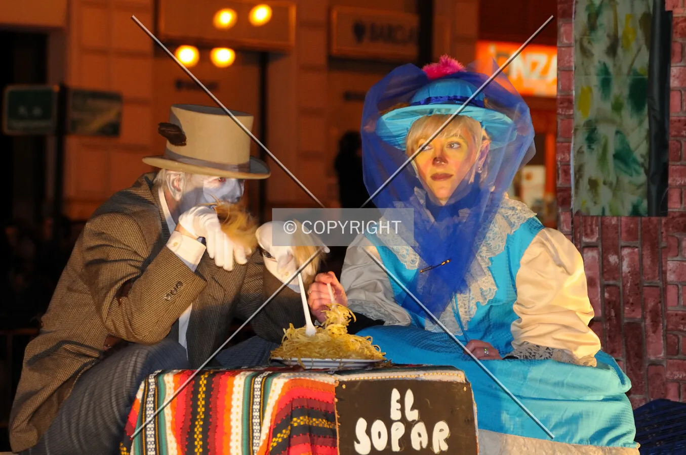 Man and woman having a false dinner