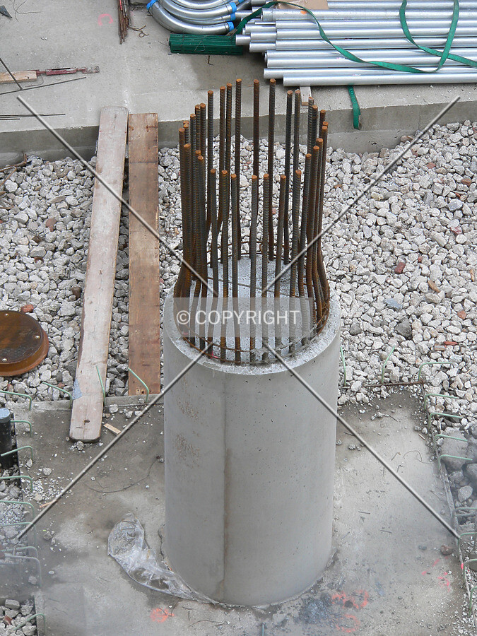Looking down at a rounded support column