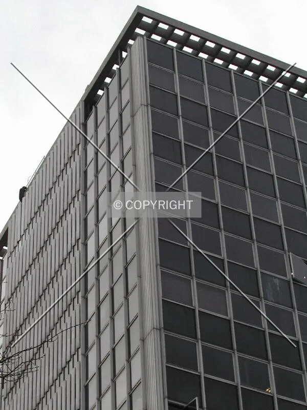 Close view of the top of the building