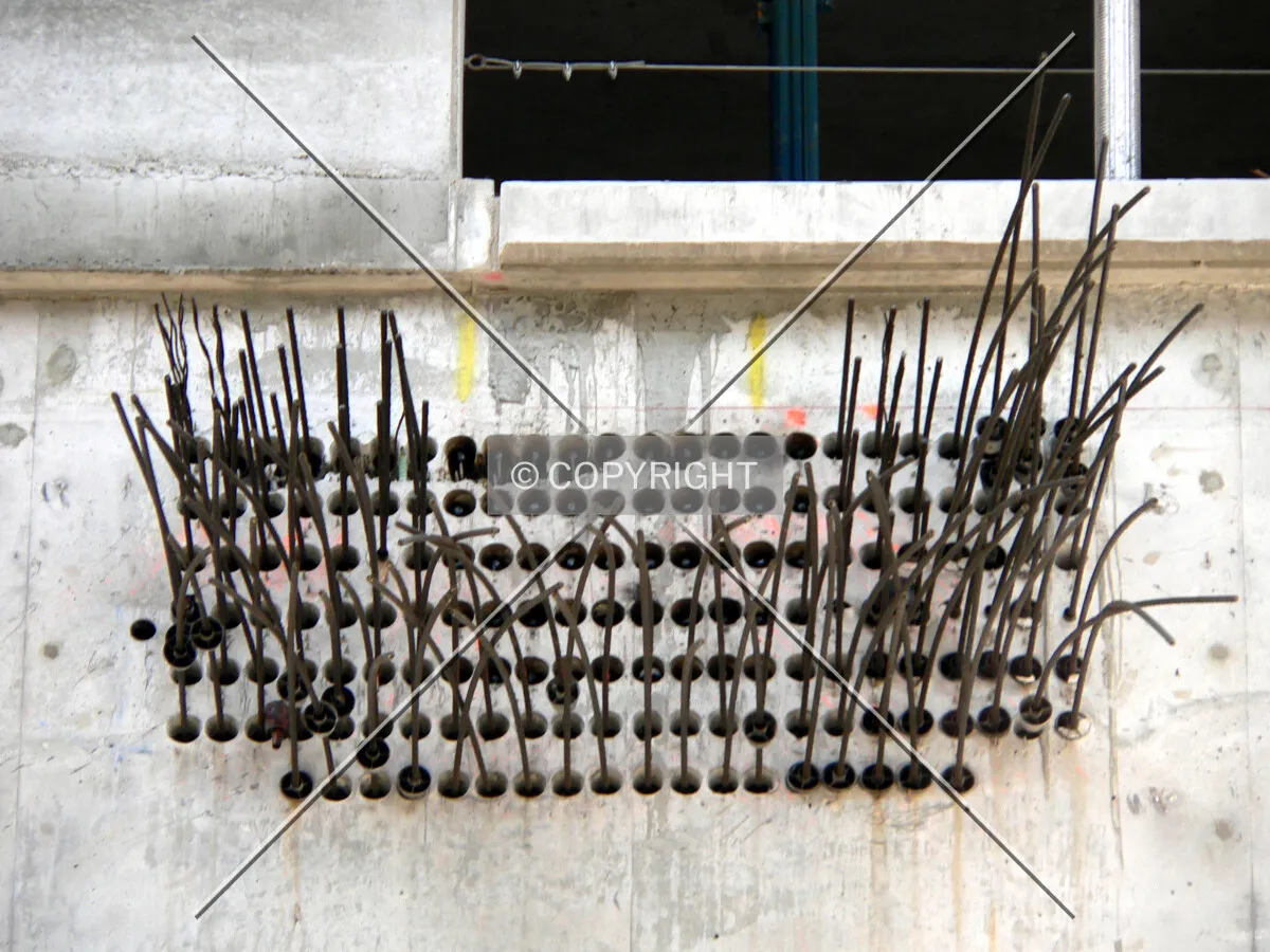 Post tensioning rebar from one of the parking levels