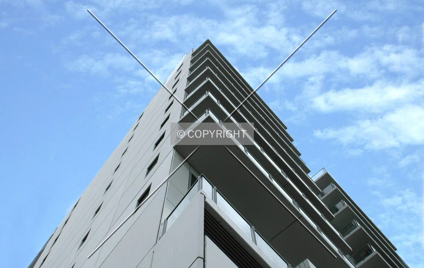 Looking up the southeast corner