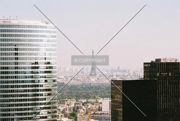 View toward Paris: Eiffel Tower in the background (left: Tour EDF; right: Tours PB2/PB34)