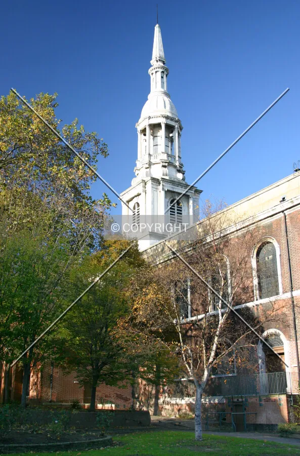 View of the tower and main church body from the churchyard