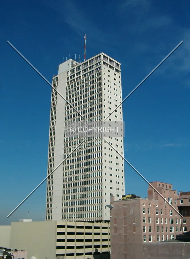 View from city parking garage looking northwest