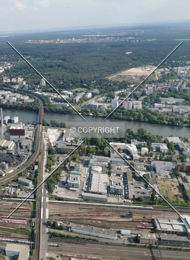 Flight with a helicopter over Frankfurt