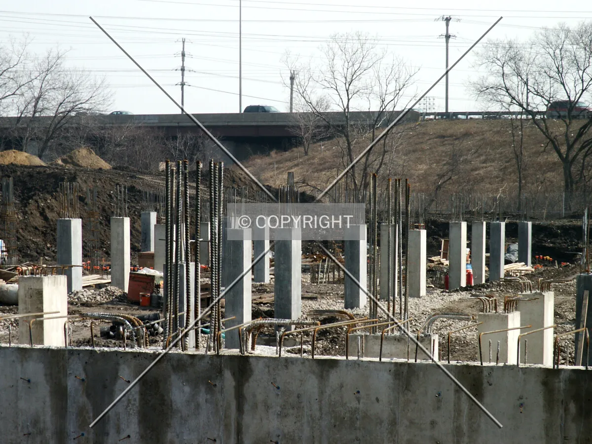 Basement columns with the Edens Expressway in the background