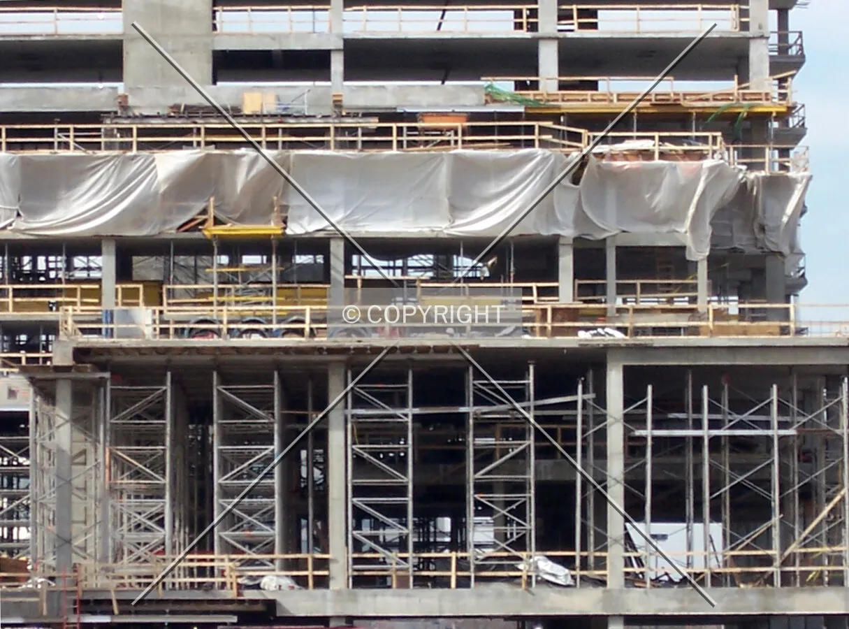 Scaffolding within the south side of the second floor