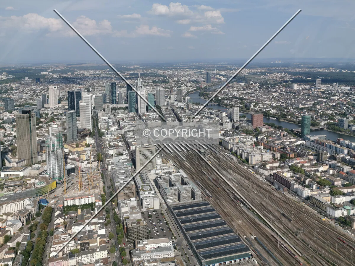 Flight with a helicopter over Frankfurt