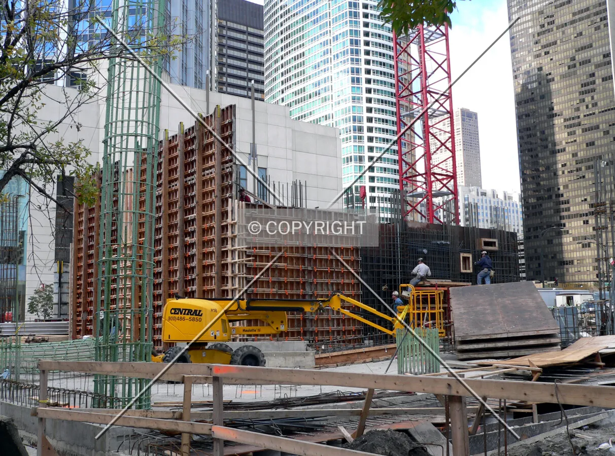 View to the northwest as the structure begins to rise