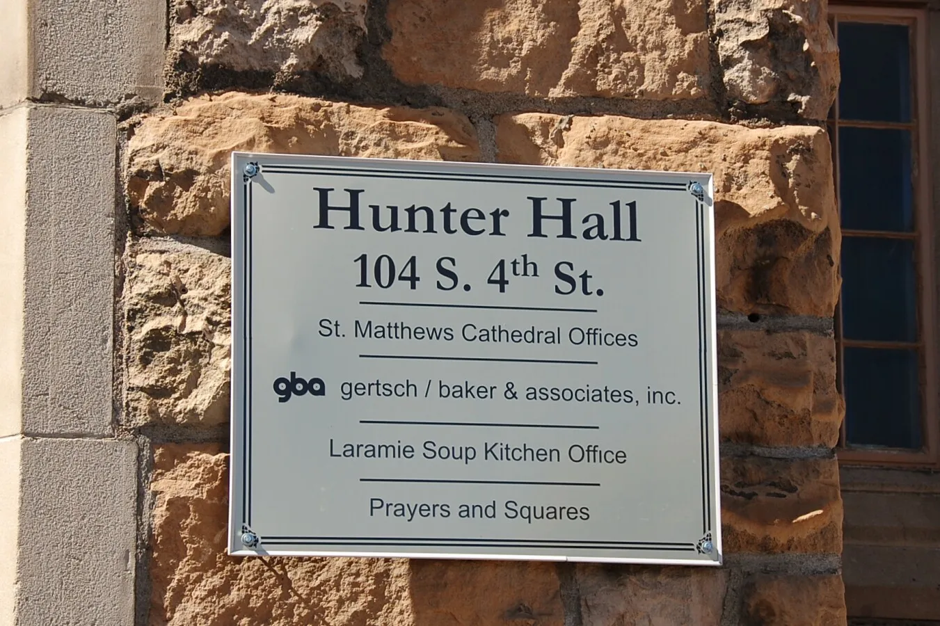 Sign by the main entrance