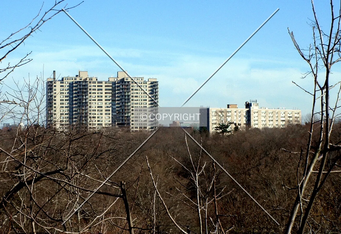 View southeast from Piscataway with the Park Lane Apartments